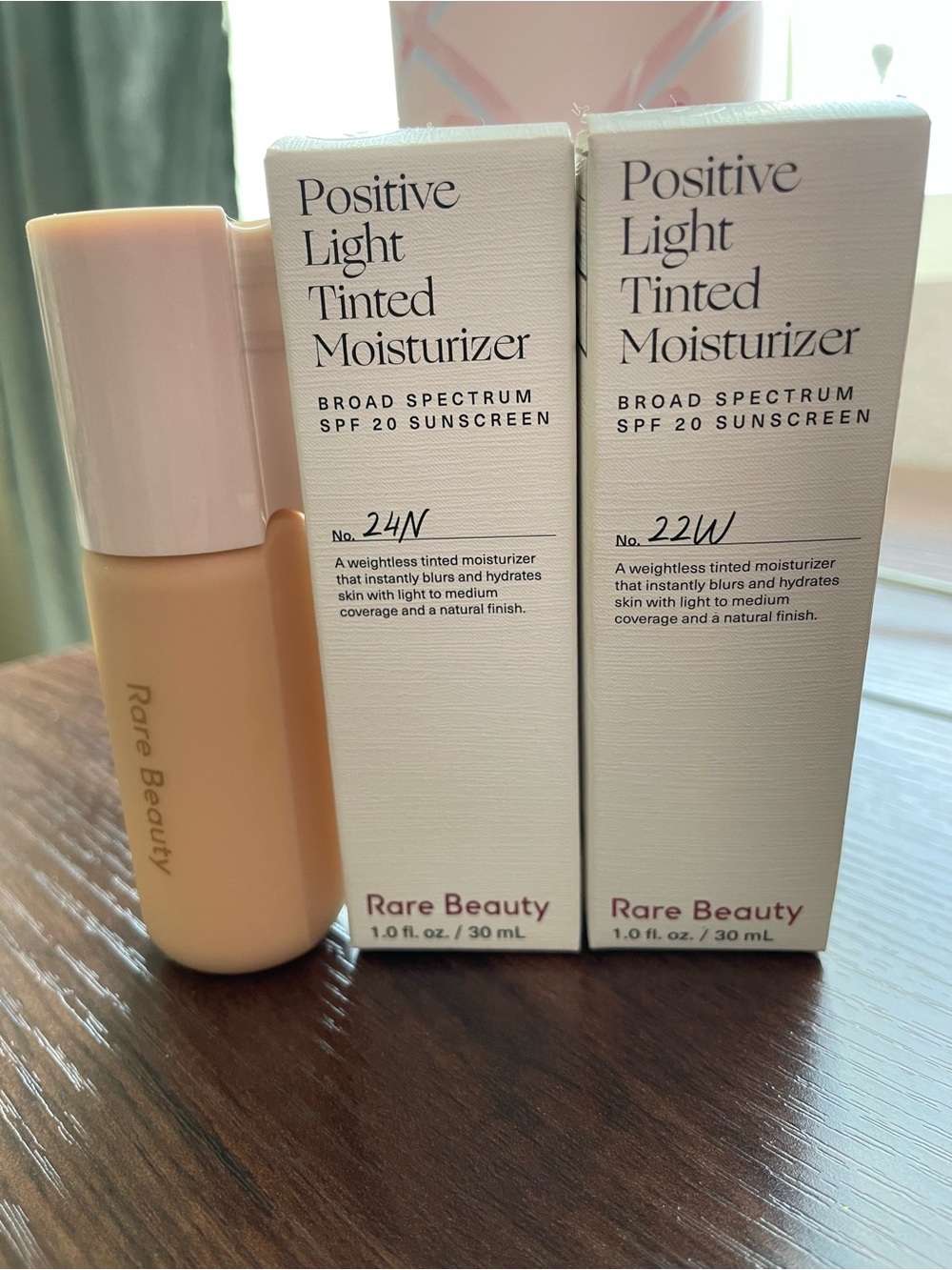 Rare Beauty Positive Light Tinted Moisturizer — 24N & 22W (beige, light beige)